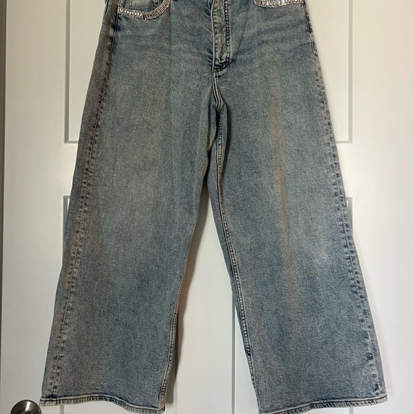 Rag & Bone Andi Embellished Ankle-Length Wide Leg Jeans - Picture 9 of 10